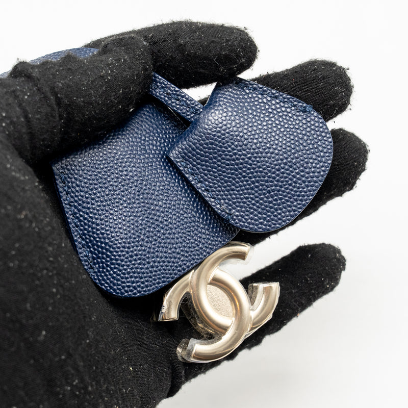 Chanel CC Top Handle Vanity Case Caviar Navy Blue GHW