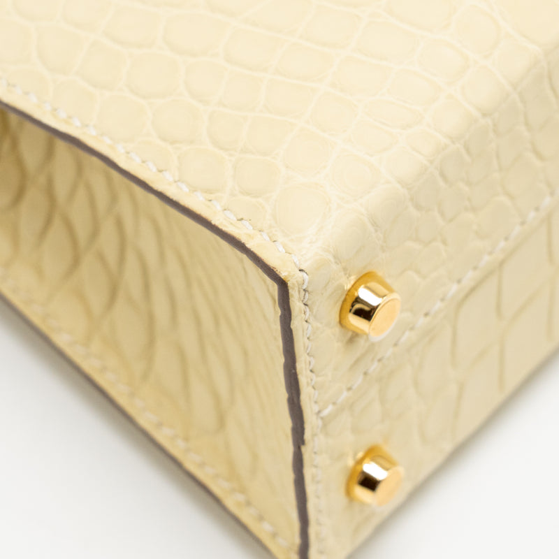 Hermes Mini Kelly II Alligator MIssissippiensis Matt Y1 Vanille GHW Stamp W
