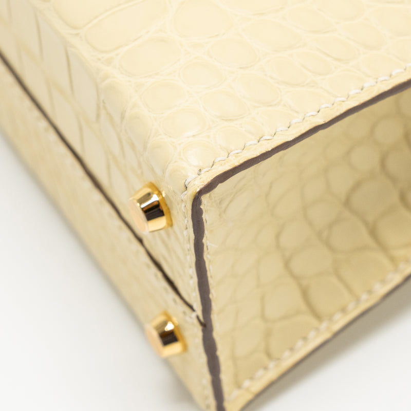 Hermes Mini Kelly II Alligator MIssissippiensis Matt Y1 Vanille GHW Stamp W