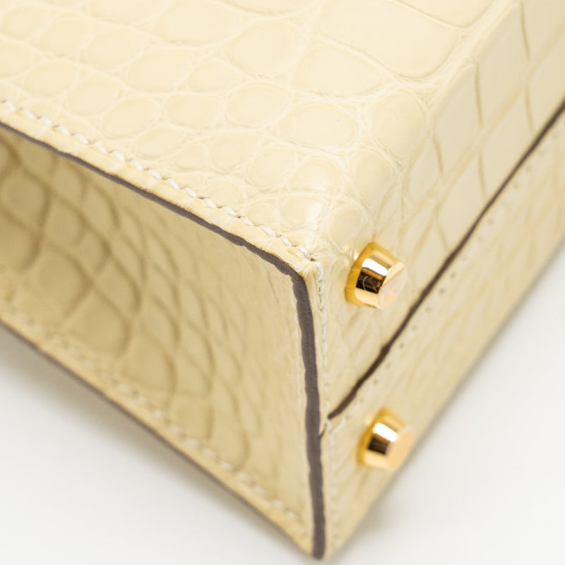 Hermes Mini Kelly II Alligator MIssissippiensis Matt Y1 Vanille GHW Stamp W