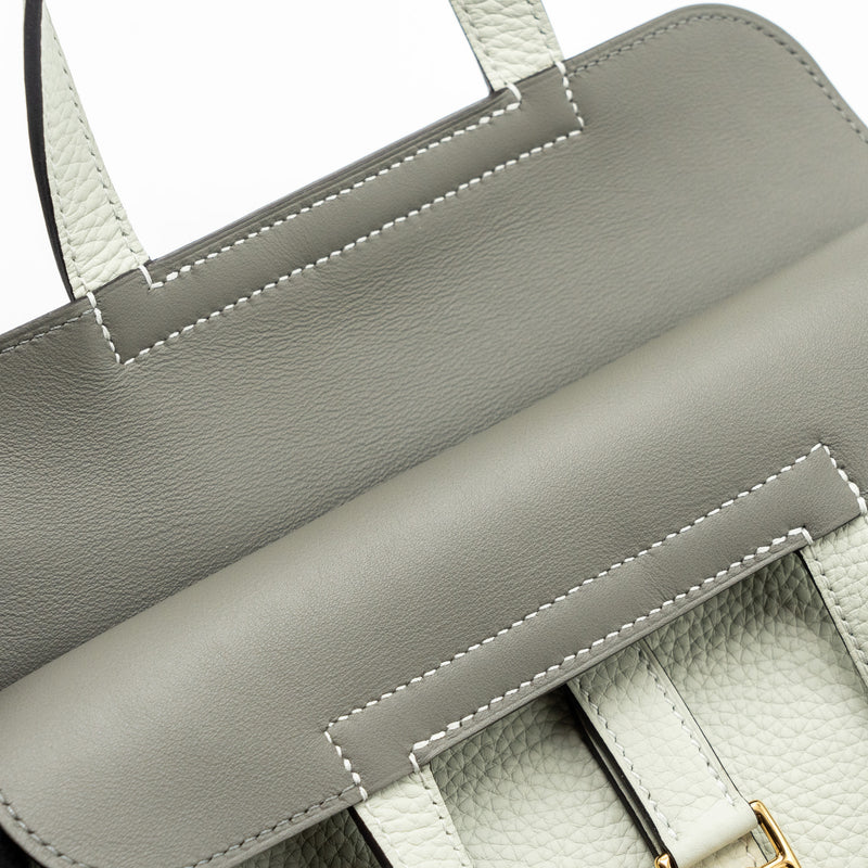 Hermes Halzan 25 clemence gris neve / gris Meyer GHW stamp B