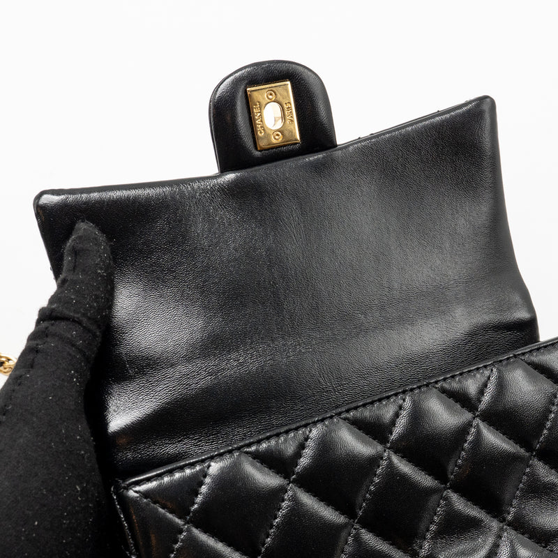 Chanel top handle flap bag shiny lambskin black GHW (microchip)