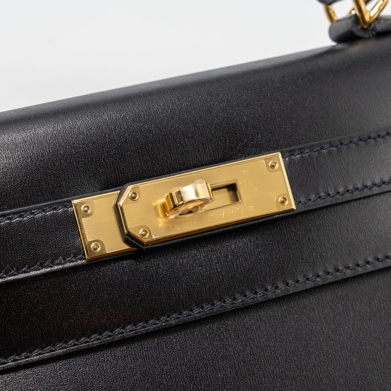 Hermes Kelly 28 Box Leather Black GHW Stamp Y