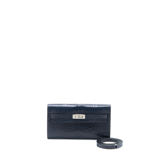 Hermes Kelly To Go Alligator Mississippiensis Mat Blue Indigo SHW Stamp Z