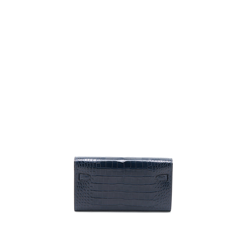 Hermes Kelly To Go Alligator Mississippiensis Mat Blue Indigo SHW Stamp Z