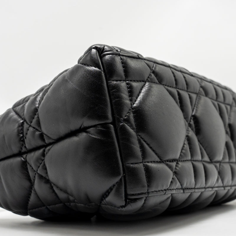 Dior Medium Diortravel Nomad Pouch Macrocannage Calfskin Black SHW