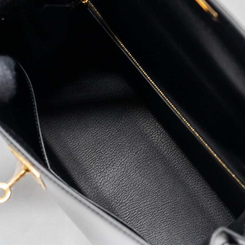 Hermes Kelly 28 Box Leather Black GHW Stamp Y