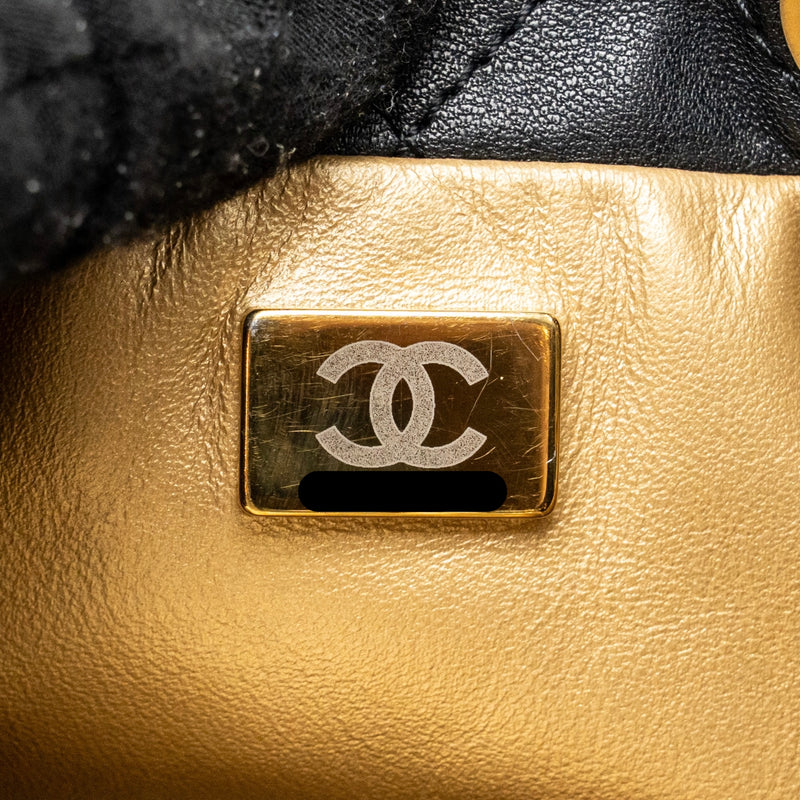 Chanel Pearl Crush mini bucket bag lambskin black GHW (microchip)