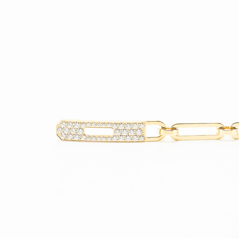 Hermes Size ST Kelly Chaine Bracelet, Small Model Yellow Gold, Diamonds