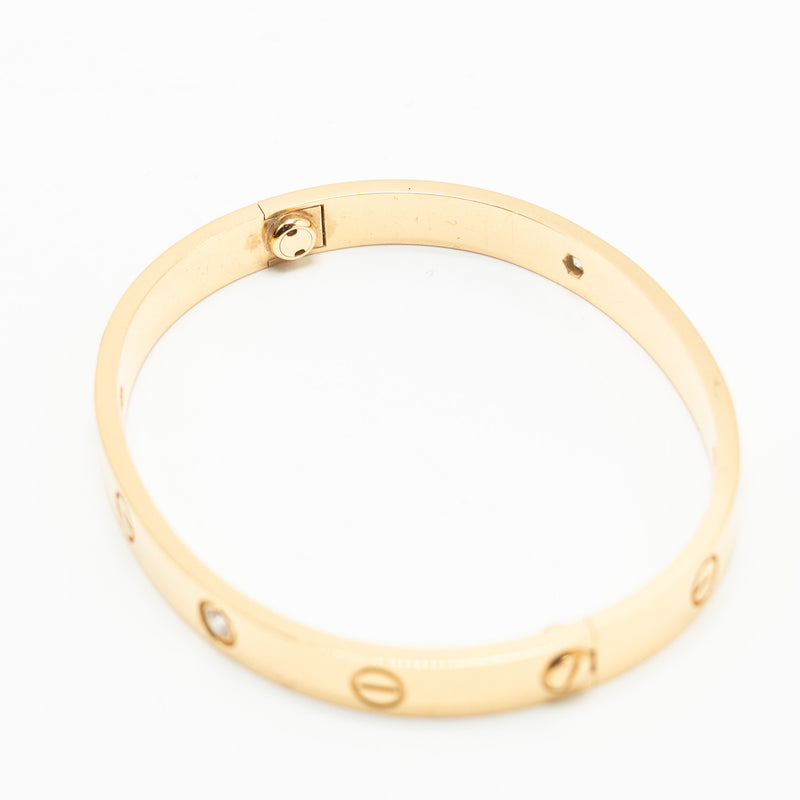 Cartier Size 17 Love Bracelet Rose Gold, 4 Diamonds