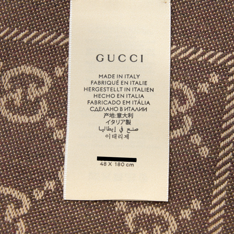 Gucci 180x48cm Scarf Wool Brown