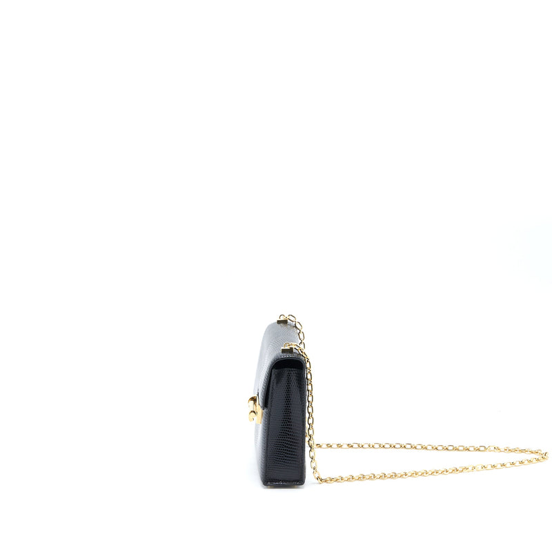Hermes Mini Verrou Lizard Black GHW Stamp D