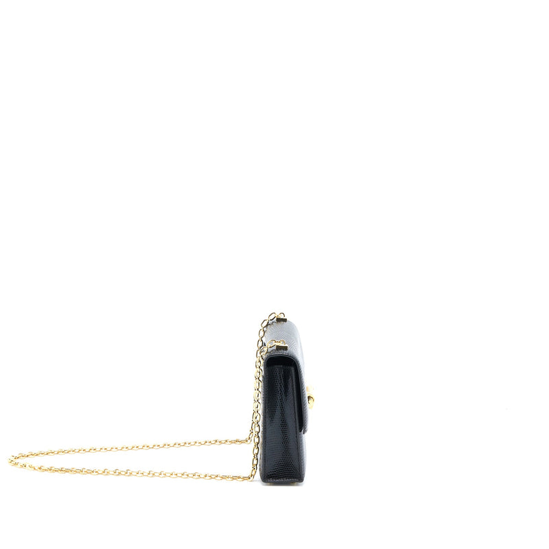 Hermes Mini Verrou Lizard Black GHW Stamp D