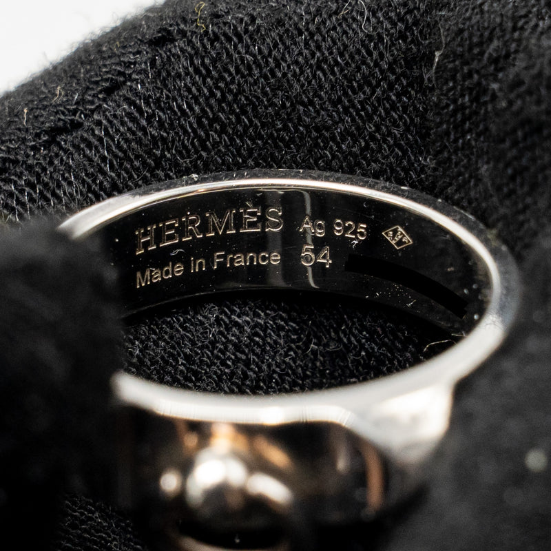 Hermes Size 54 Collier De Chien Ring, Small Model Sterling Silver