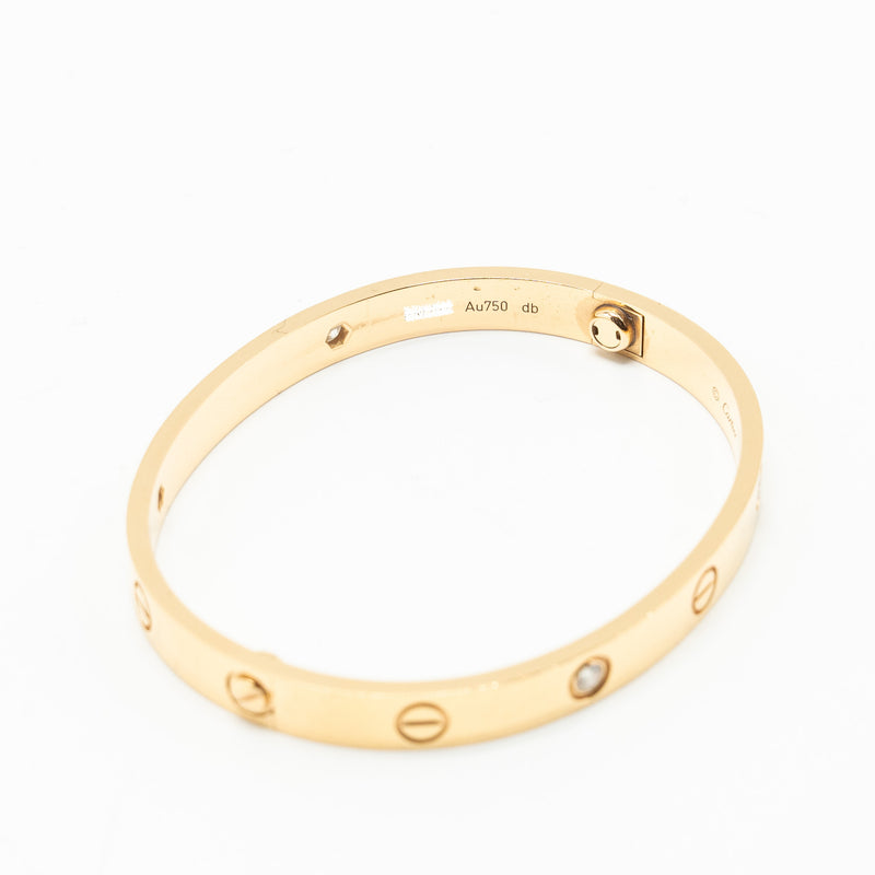 Cartier Size 17 Love Bracelet Rose Gold, 4 Diamonds