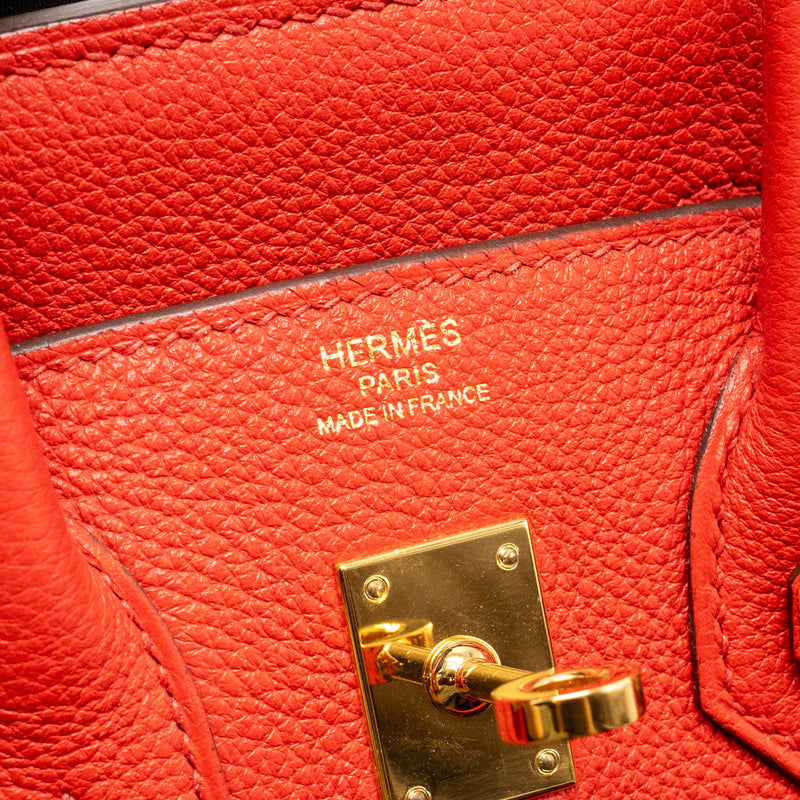 Hermes Birkin 25 togo rouge de Coeur GHW stamp C