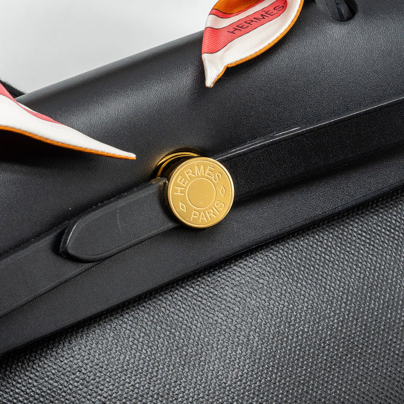 Hermes herbag 31 zip bag Berline canvas / vache hunter black / ecru GHW stamp B