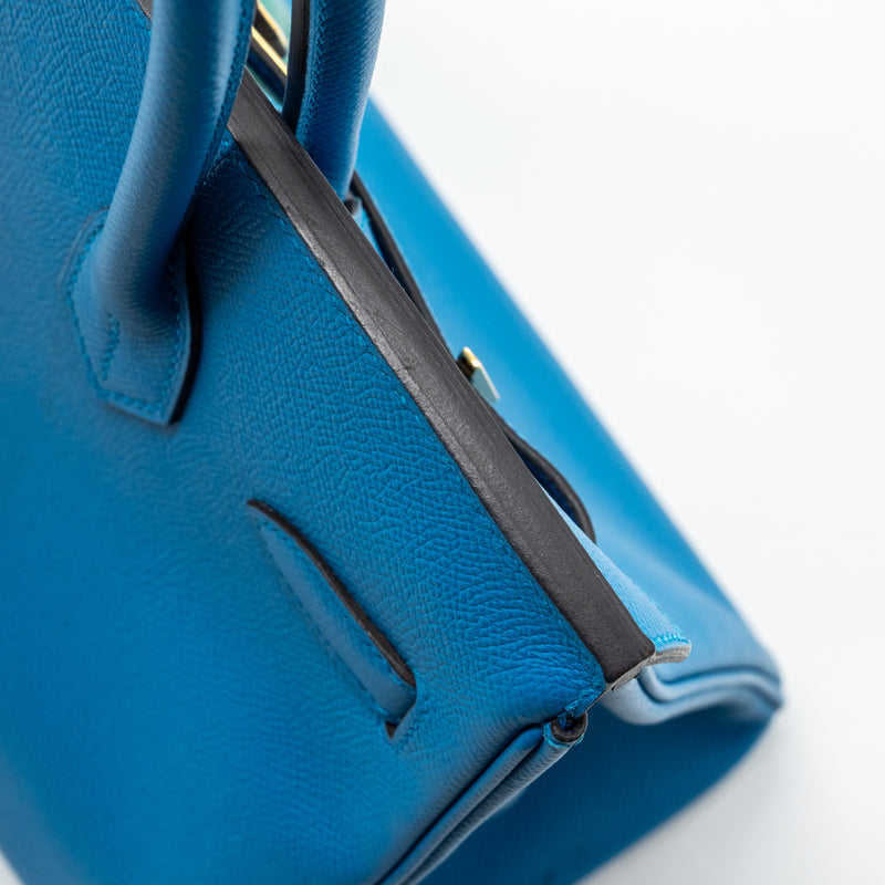Hermes birkin 30 epsom blue GHW stamp A