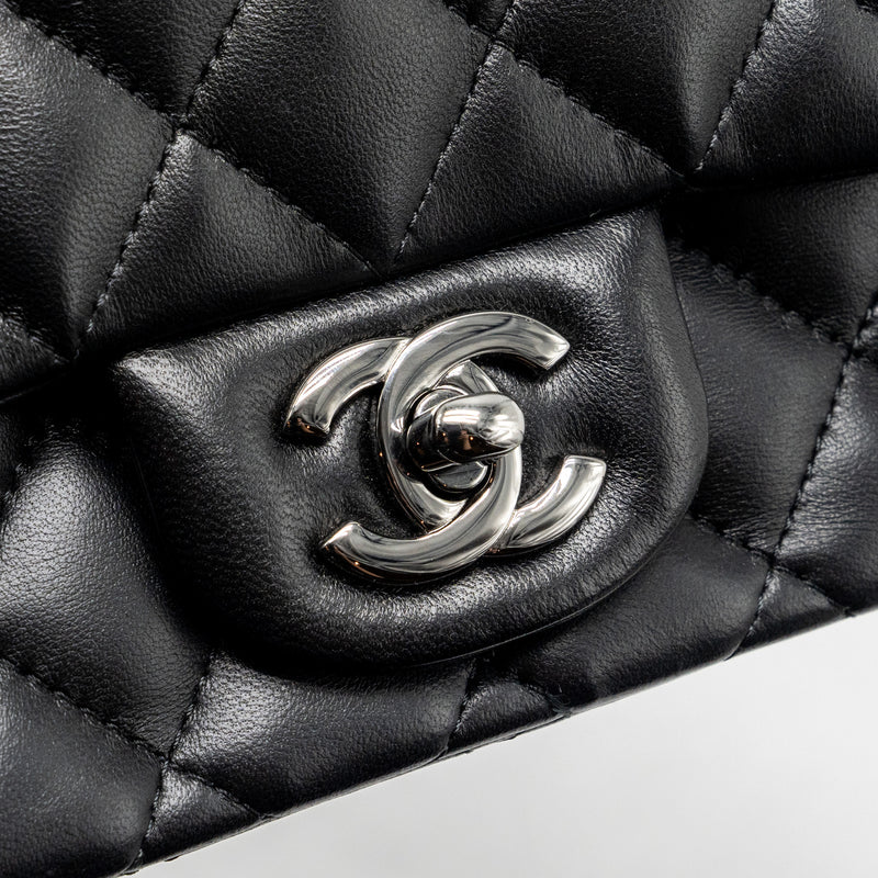 Chanel mini square Flap bag lambskin black SHW