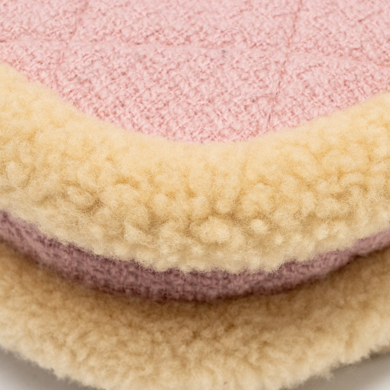 Chanel 22K Cozy Coco Round Flap Bag Tweed/Shearling Pink GHW (Microchip)