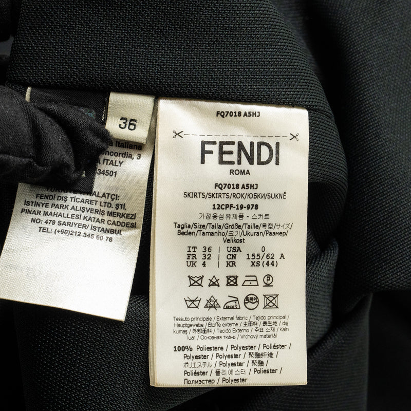 Fendi Size 36 FF Logo Classic Pencil Skirt Polyester Black