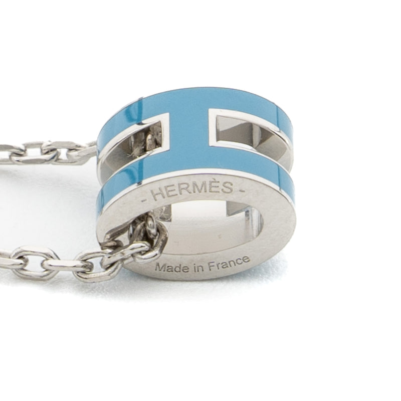 Hermes Mini Pop H Pendant Blue Jean SHW