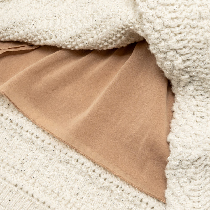 Chanel Size 36 21B Knit Sleeveless Mini Dress Wool Ecru / Silver