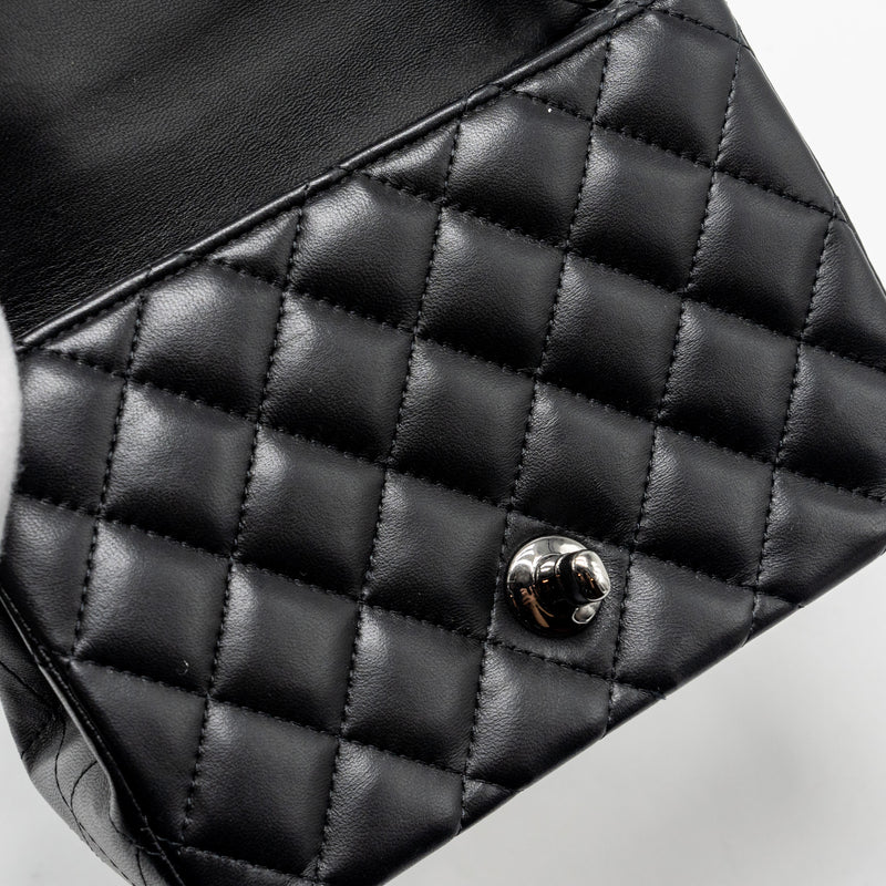 Chanel mini square Flap bag lambskin black SHW