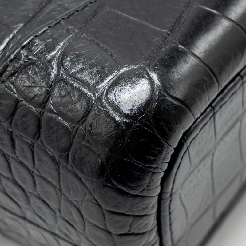 Chanel Small Gabrielle Hobo Bag with Top Handle Croc-Embossed Calfskin Black Multicoloured Hardware
