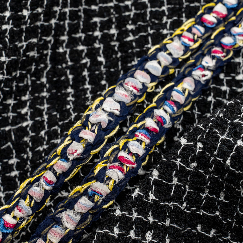 Chanel Size 36 21P Tweed Midi Dress Cotton/Polyester Black / White