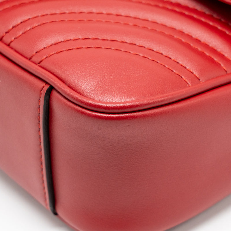 Gucci Small GG Marmont Shoulder Bag Calfskin Red Brushed GHW