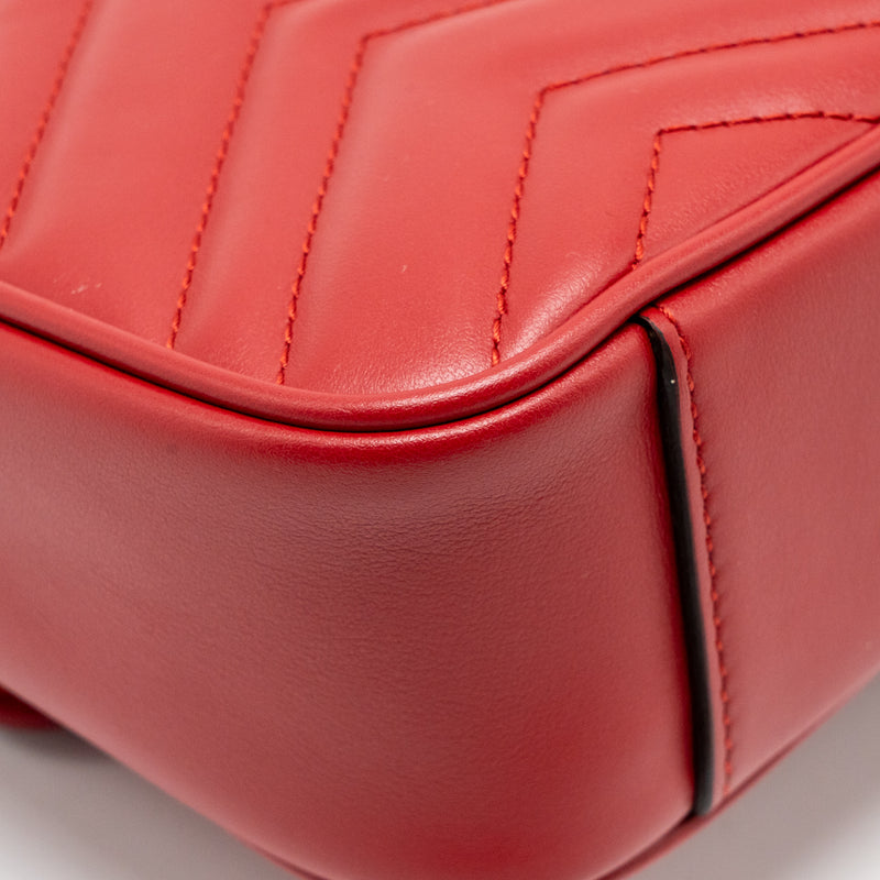 Gucci Small GG Marmont Shoulder Bag Calfskin Red Brushed GHW