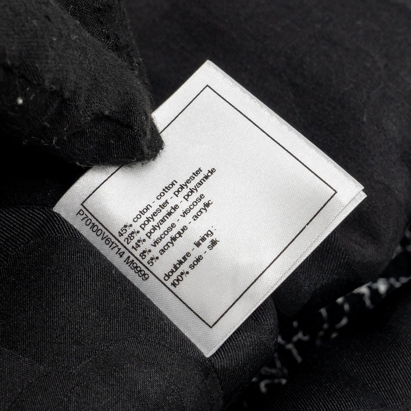 Chanel Size 36 21P Tweed Midi Dress Cotton/Polyester Black / White