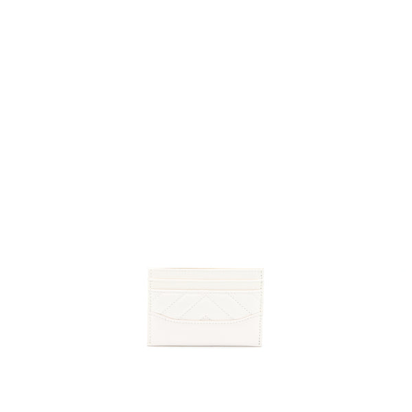 Chanel Chevron Card Holder Calfskin White GHW