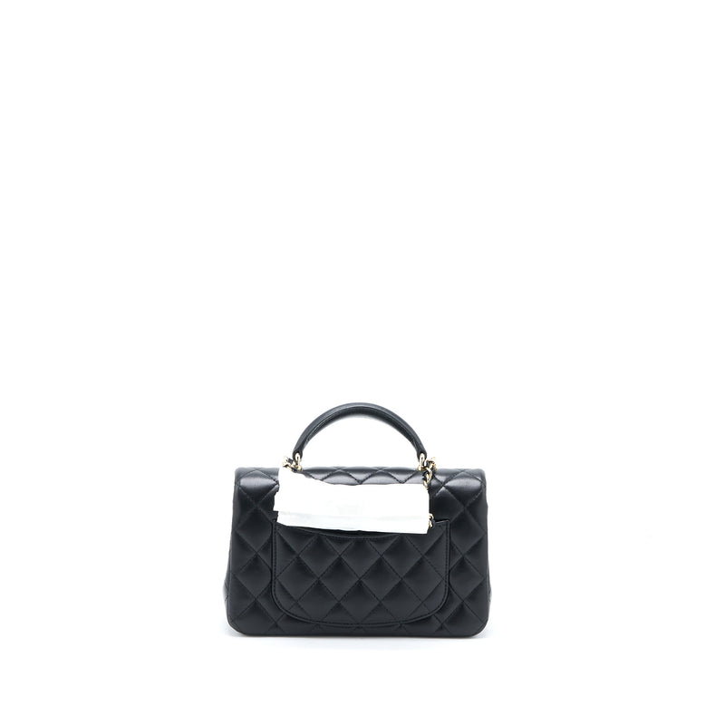 Chanel Top Handle Mini Rectangular Flap Bag Lambskin Black LGHW (Micro