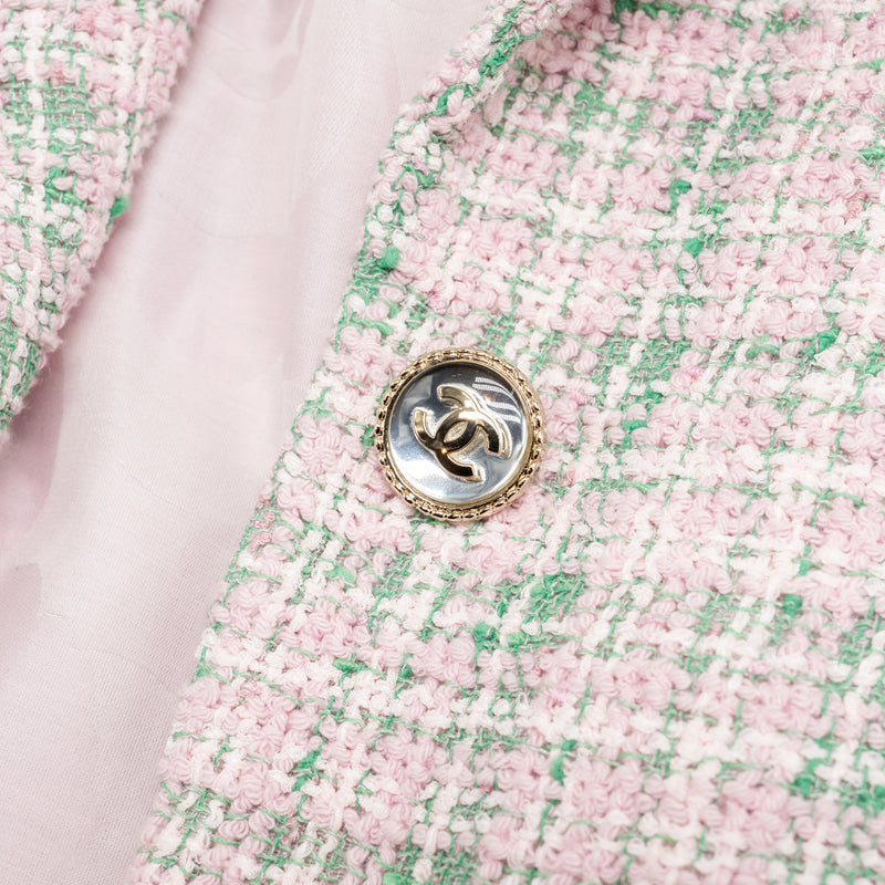 Chanel Size 34 21S Tweed Jacket Polyester/Cotton Pink / Green