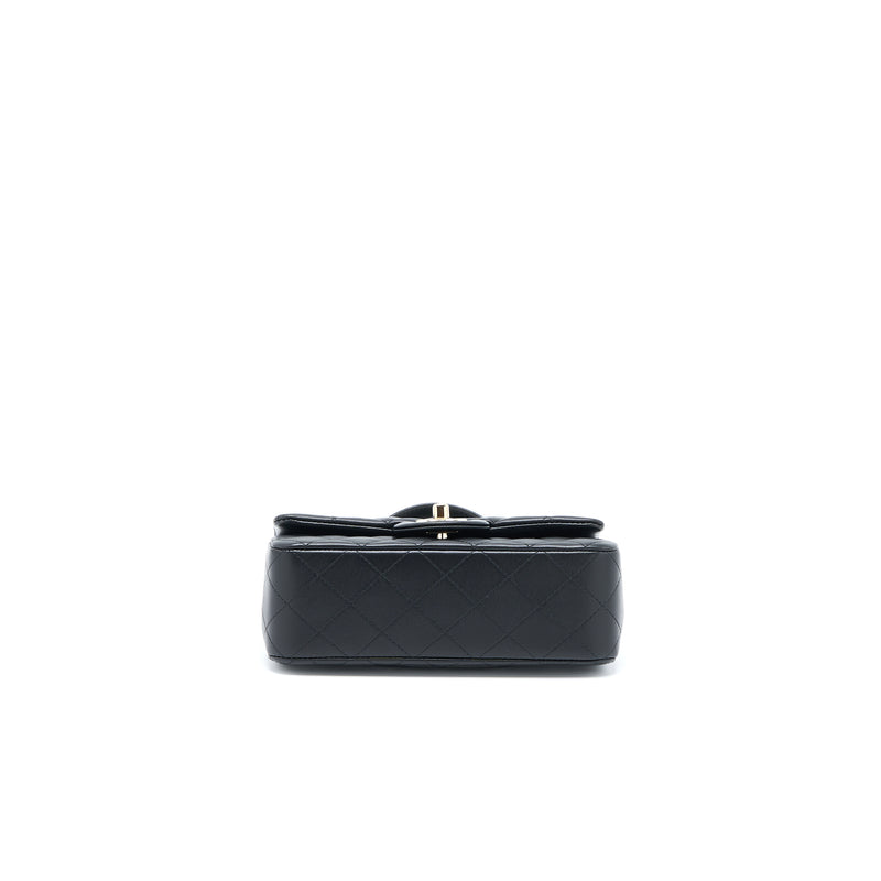 Chanel Top Handle Mini Rectangular Flap Bag Lambskin Black LGHW (Microchip)