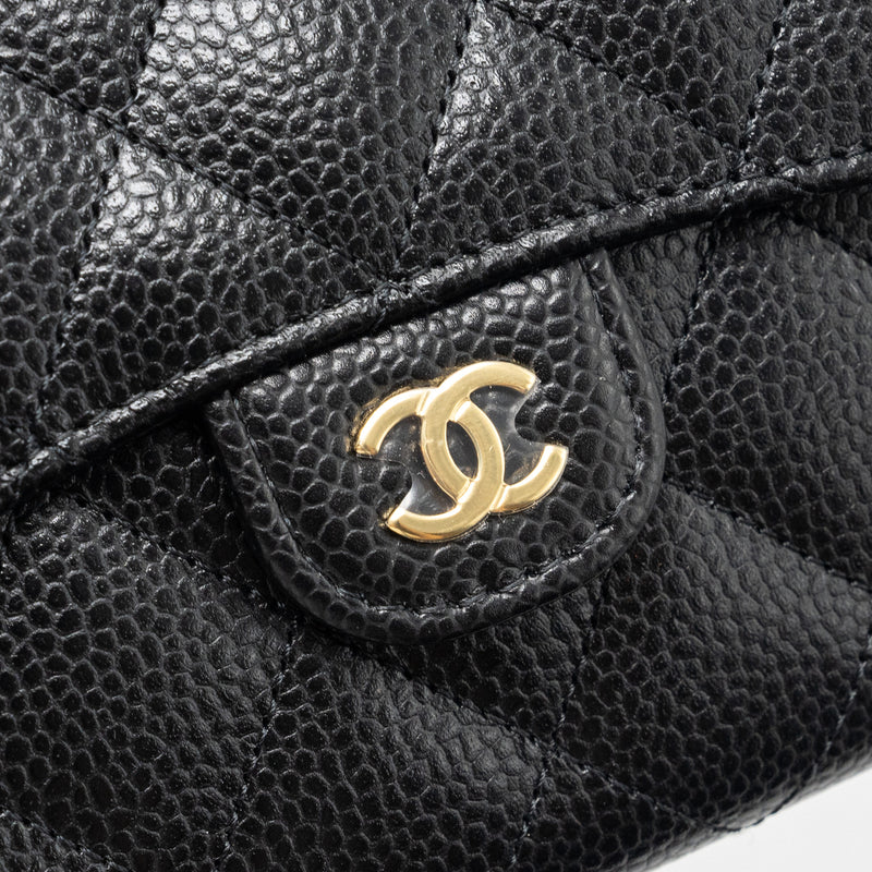 Chanel classic compact wallet caviar black GHW (Microchip)