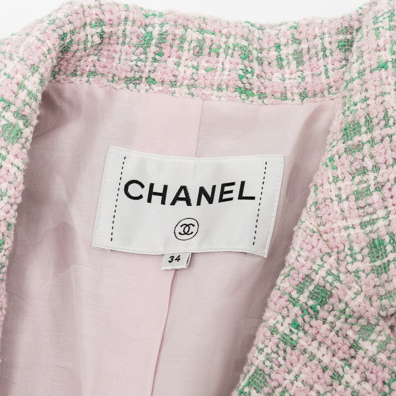Chanel Size 34 21S Tweed Jacket Polyester/Cotton Pink / Green