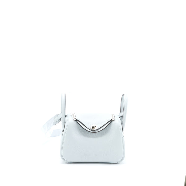 Hermes Mini Lindy Clemence Blue Pale SHW Stamp B