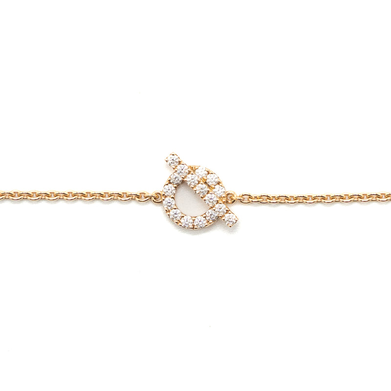 Hermes Size LG Finesse Bracelet Rose Gold With Diamonds