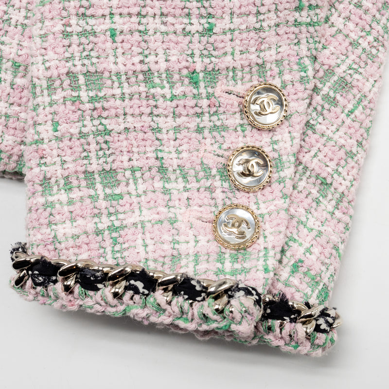 Chanel Size 34 21S Tweed Jacket Polyester/Cotton Pink / Green