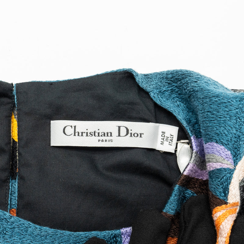 Dior Size 36 Artist Embroidery Blouse T-shirt Cotton Multicolour