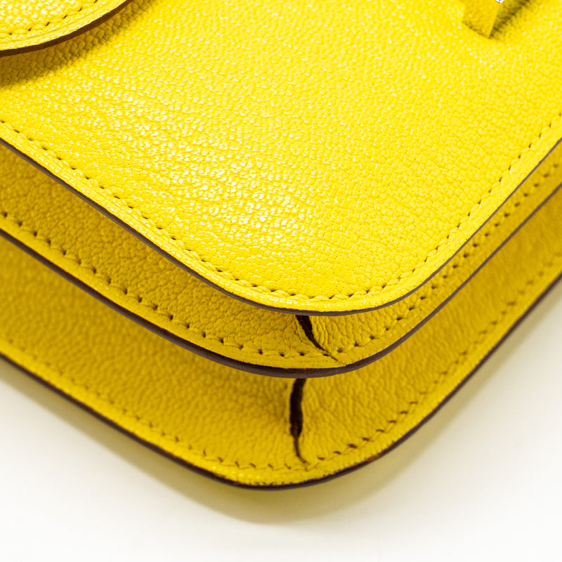 Hermes Mini Constance Chevre Mysore jaune citron SHW stamp U