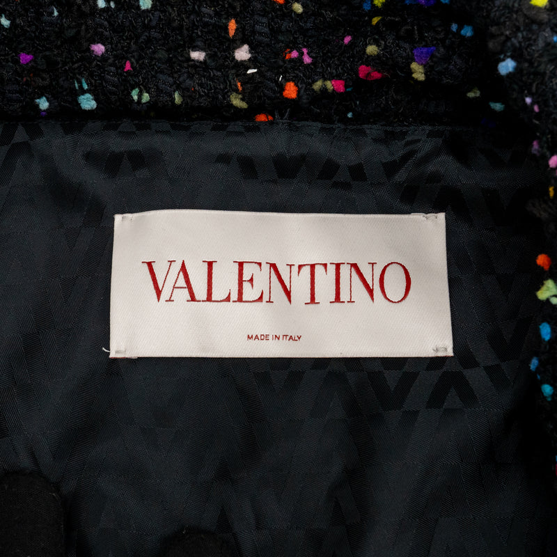 Valentino Size 40 Tweed Vest Viscose/Polyamide Black / Multicolour