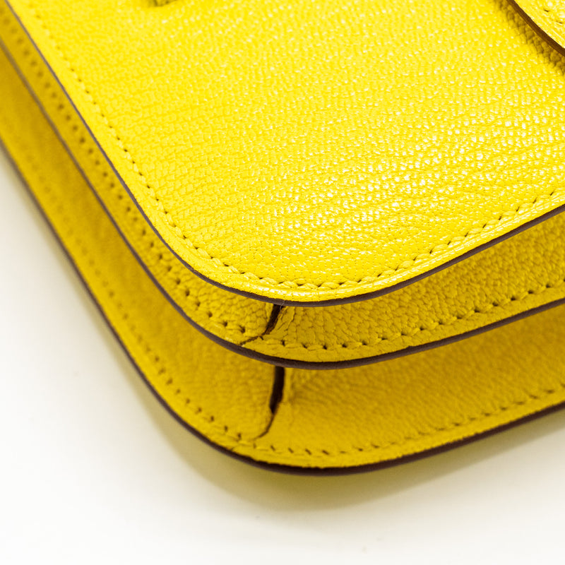 Hermes Mini Constance Chevre Mysore jaune citron SHW stamp U