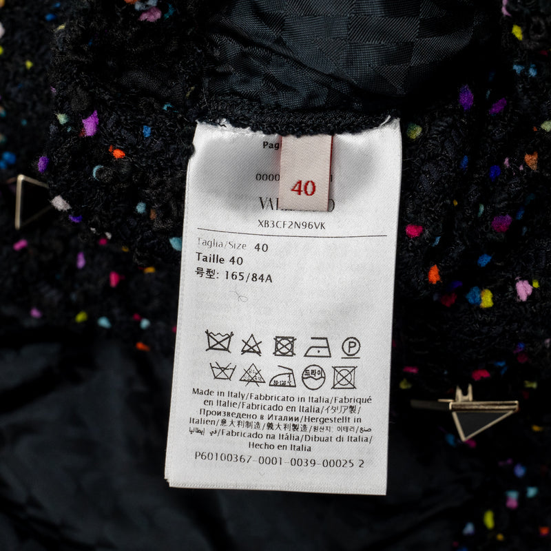Valentino Size 40 Tweed Vest Viscose/Polyamide Black / Multicolour