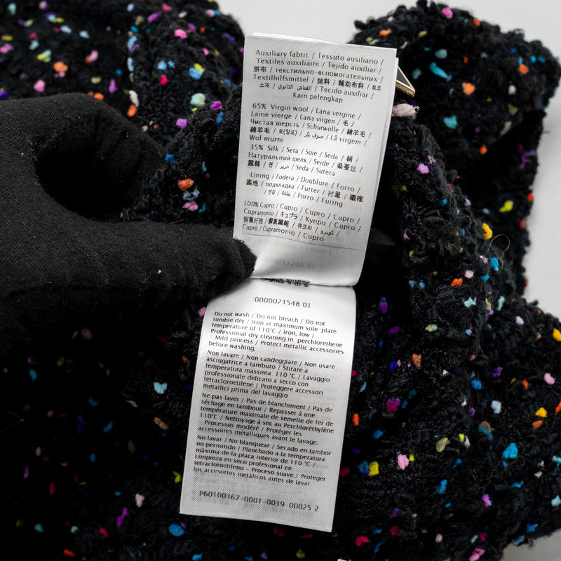 Valentino Size 40 Tweed Vest Viscose/Polyamide Black / Multicolour