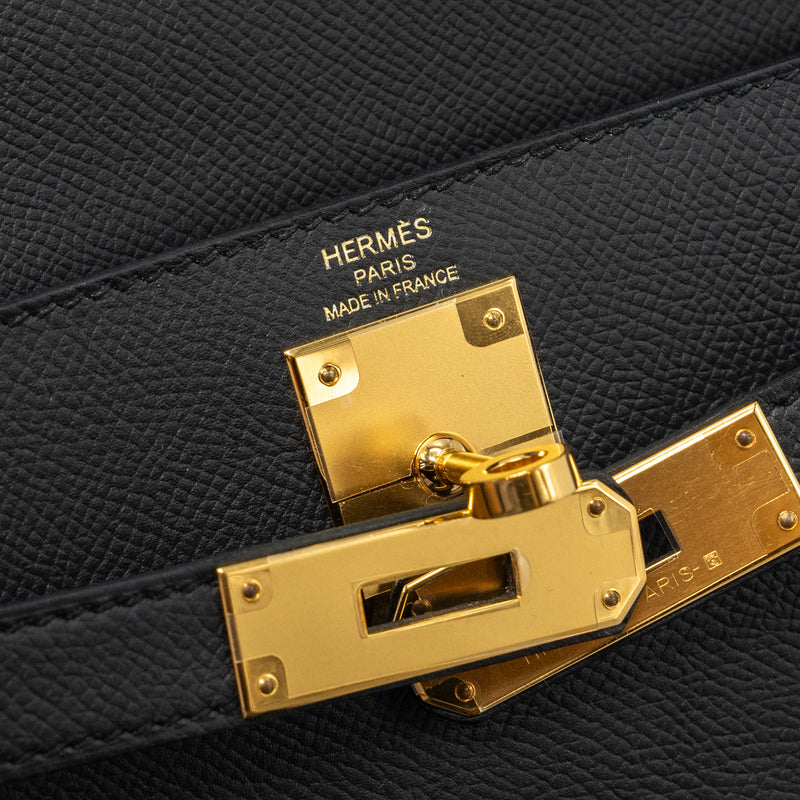 Hermes Kelly 28 Epsom BLACK GHW Stamp D