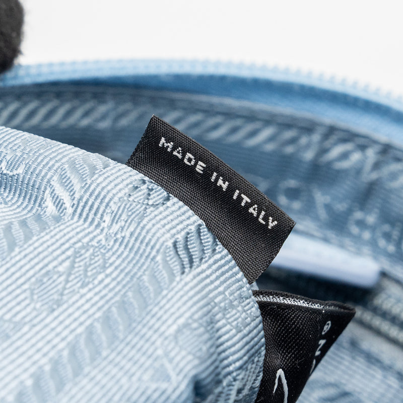 Prada Re-Nylon zip shoulder bag light blue SHW